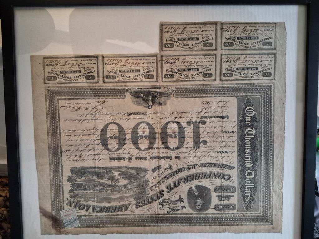 Historisch Confederatie Obligatie uit 1863 - 1000 Dollar, Ophalen