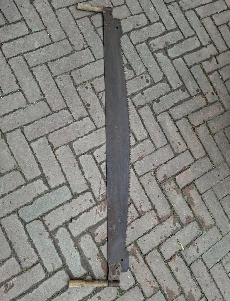 Oude tweemanszaag voor boomstammen en haardhout, Ophalen, Gebruikt