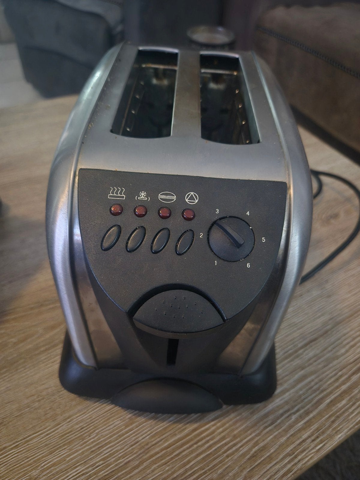 Toaster - Zilver/Zwart - Goede staat, Witgoed en Apparatuur, Broodroosters, Ophalen, Gebruikt, Uitneembare kruimellade