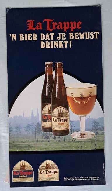 La Trappe Tafelstandaard/wandbord van karton, Ophalen of Verzenden, Gebruikt, Reclamebord, Plaat of Schild, La Trappe