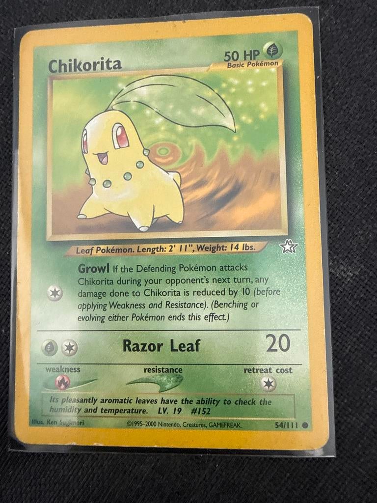 Pokémon Kaart Chikorita 54/111 Neo Genesis, Ophalen of Verzenden, Gebruikt, Losse kaart