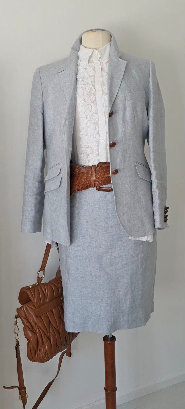 Pauw Scapa 2 dlg set rok & blazer licht blauw 42, Kleding | Dames, Pauw Scapa, Kostuum of Pak, Maat 42/44 (L), Zo goed als nieuw
