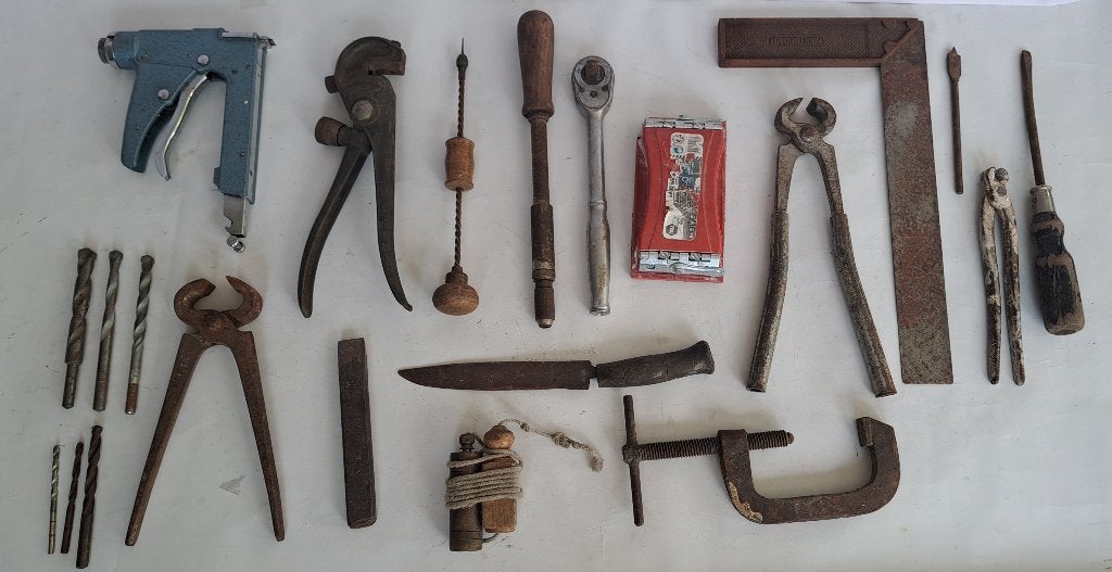 Verzameling antiek en oud gereedschap - 21 items, Ophalen of Verzenden