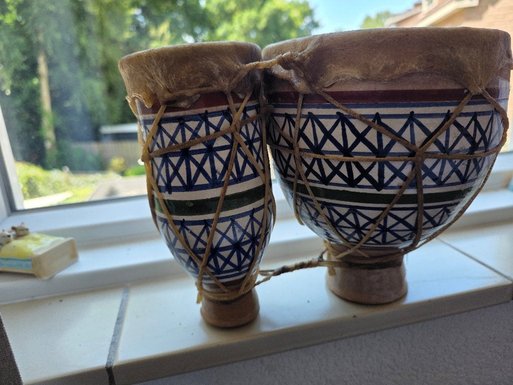 Marokkaanse drum, bongo, Ophalen, Blauw, Boho, Zo goed als nieuw