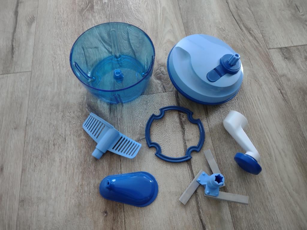 Prachtige blauwe Tupperware Quickchef, als nieuw! Snijder., Blauw, Onb, Overige typen, Ophalen of Verzenden