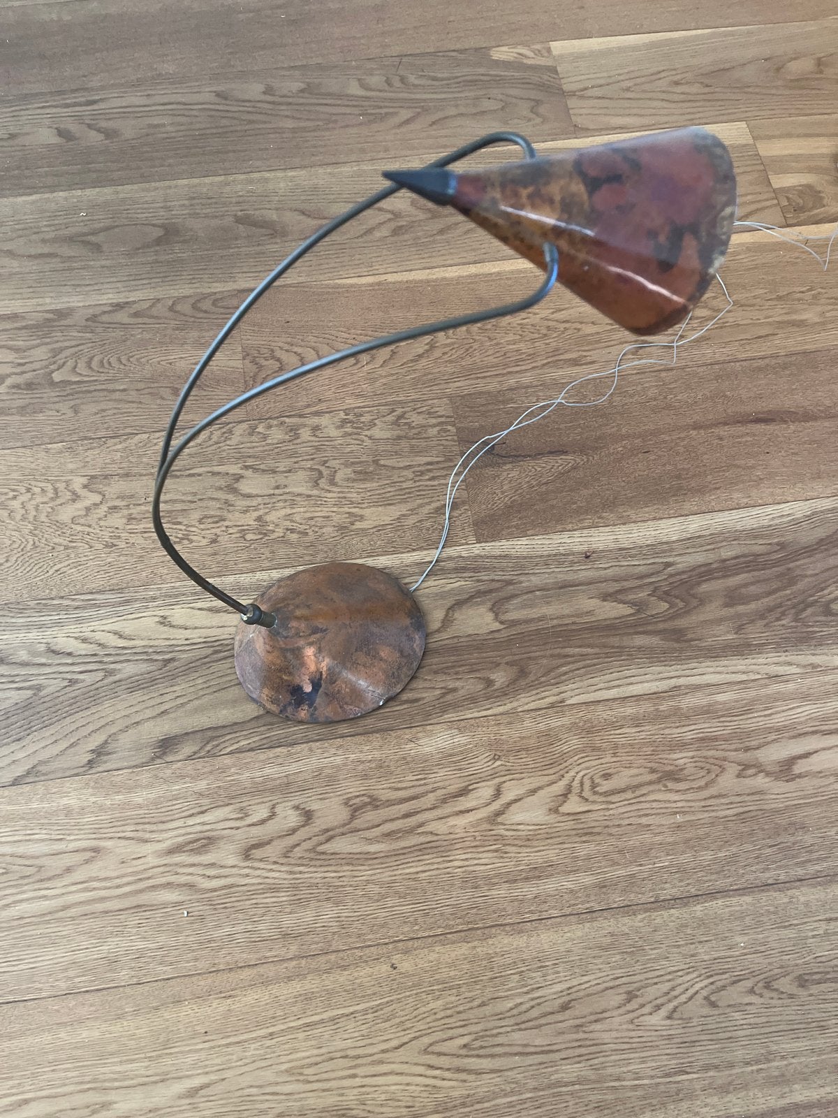 Pieter Spruyt vintage koperen bureaulamp/tafellamp, Ophalen, Gebruikt, Bureaulamp, Design