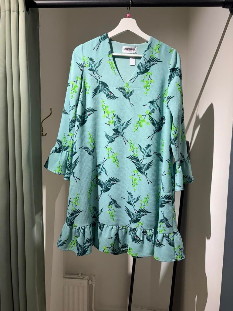 Essentiel Antwerp jurk aqua print 34, Kleding | Dames, Jurken, Ophalen of Verzenden, Zo goed als nieuw, Maat 34 (XS) of kleiner