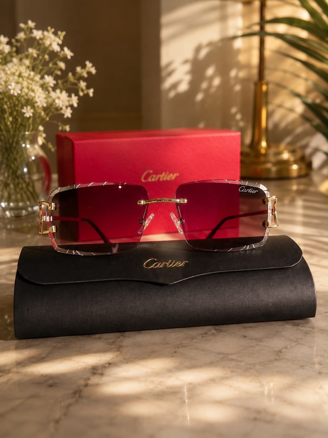 Cartier Zonnebril met Rood Getinte Glazen, Overige merken, Zonnebril, Ophalen of Verzenden, Zo goed als nieuw