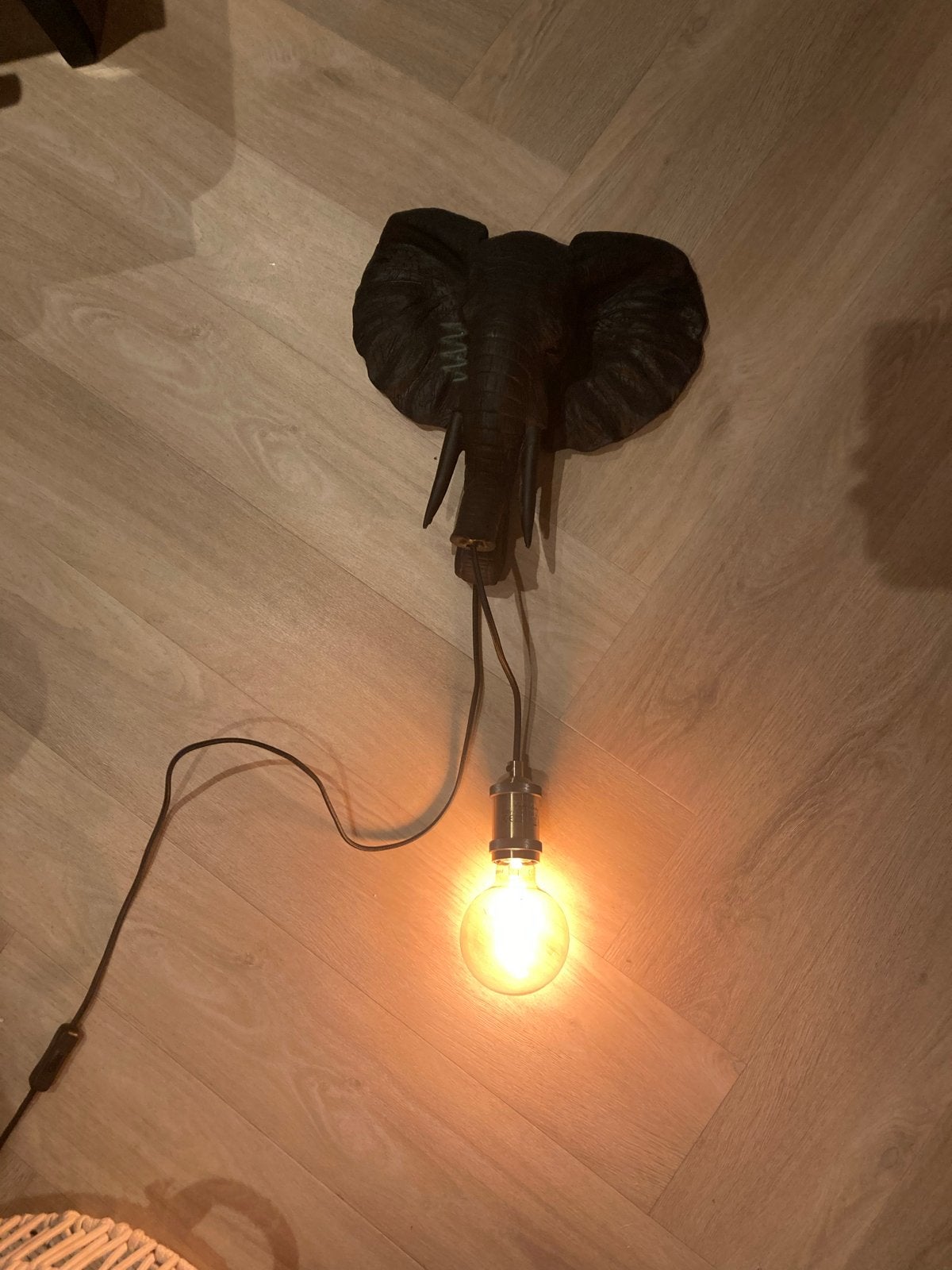 Olifanten Lamp Sfeerlicht - Unieke Wanddecoratie, Ophalen, Zwart, E27 (groot), Zo goed als nieuw