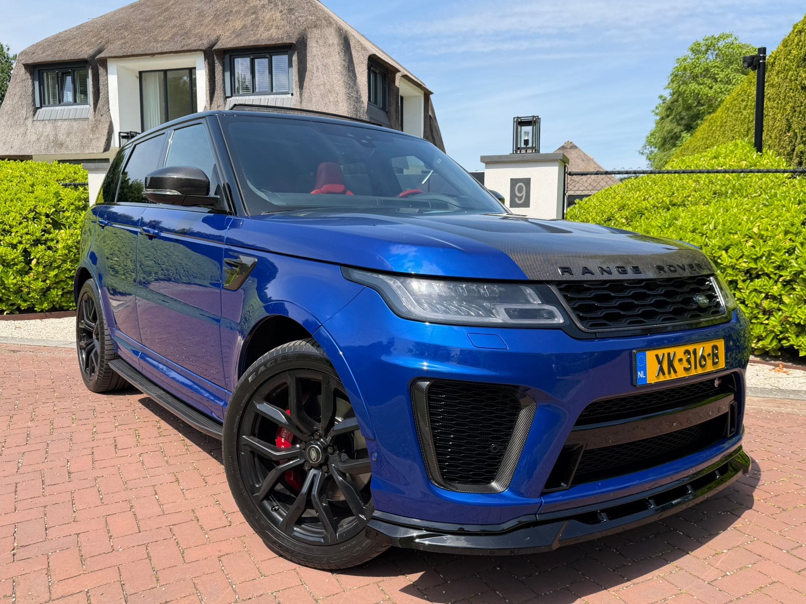 Range Rover Sport SVR 5.0 V8 Carbon/Pano/Koelkast/360camera/, Auto's, Automaat, Blauw, 3000 kg, Vierwielaandrijving