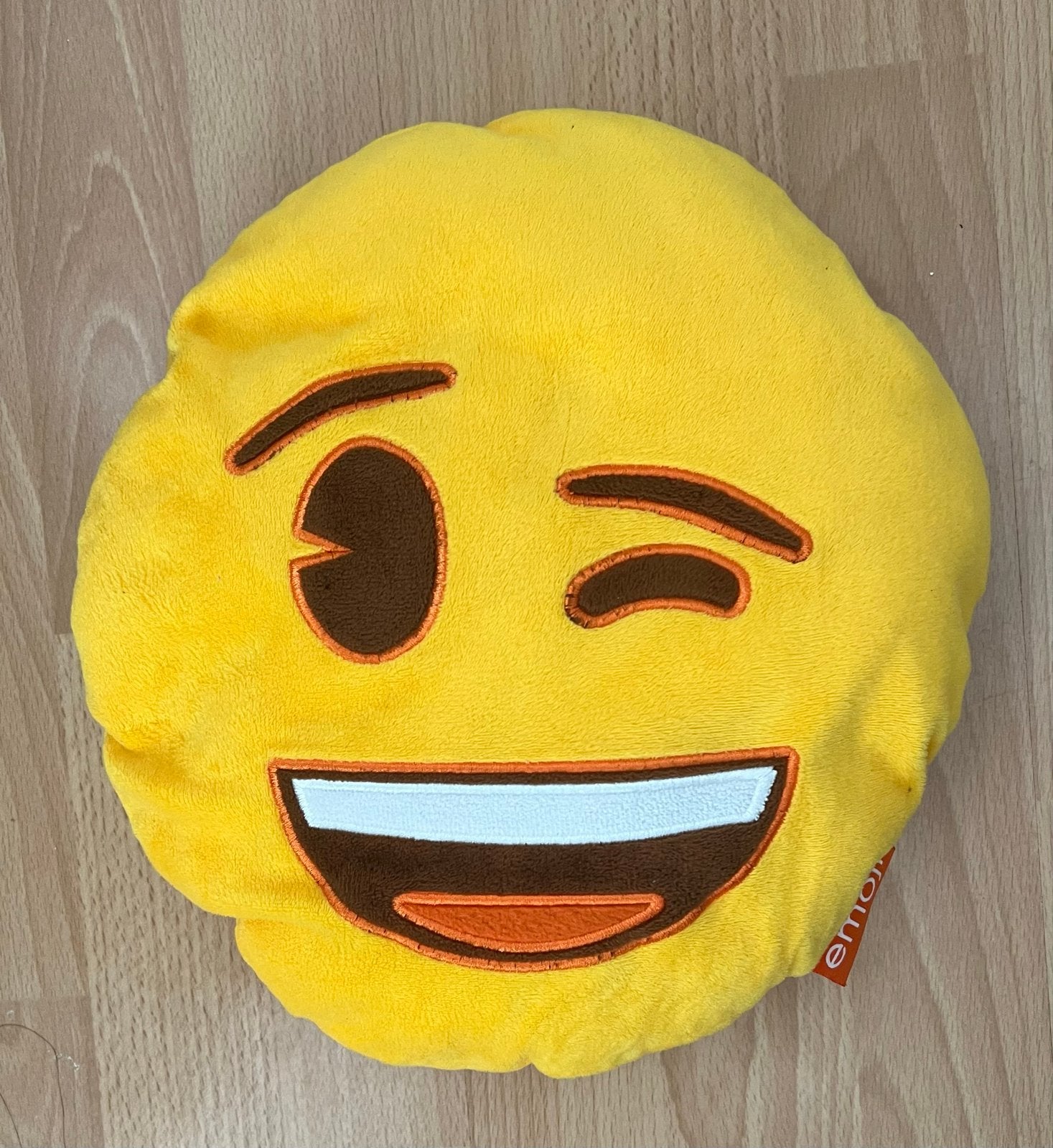 Emoji knipoog kussen - Geel sierkussen, Overige merken, Gebruikt, Geel, Rond