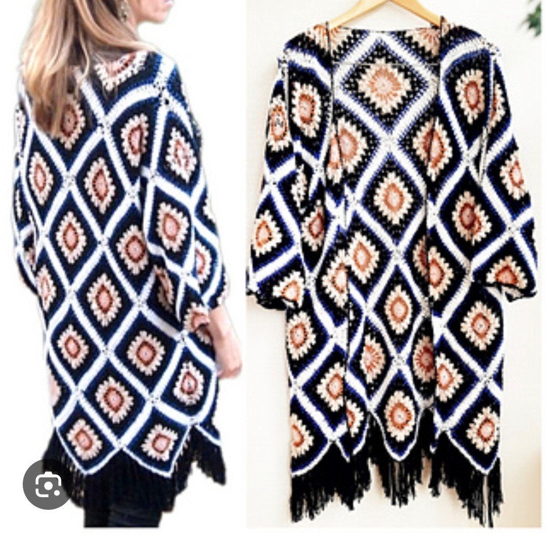 crochet vest m- L granny square Mango vest boho ibiza, Maat 38/40 (M), Ophalen of Verzenden, Zo goed als nieuw, Overige kleuren