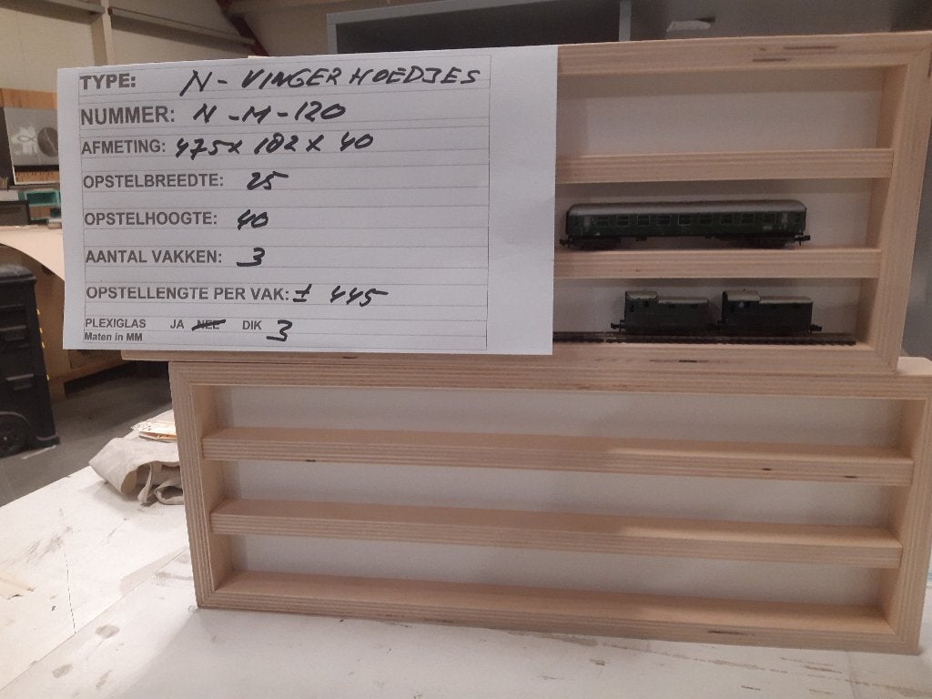 N-M-120, nieuwe multiplex vitrine. Vingerhoedjes, N-Spoor, Ophalen of Verzenden, Nieuw