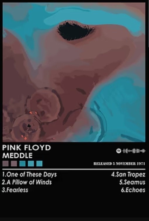metalen poster (NIEUW) Pink Floyd : Meddle, Rechthoekig Staand, A4 of kleiner, Nieuw, Ophalen of Verzenden