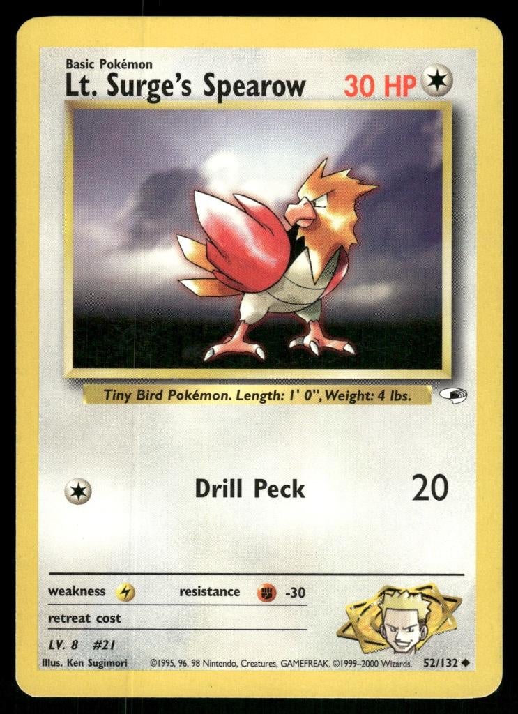 Lt. Surge's Spearow 52/132 - Gym Heroes (NM), Verzenden, Gebruikt