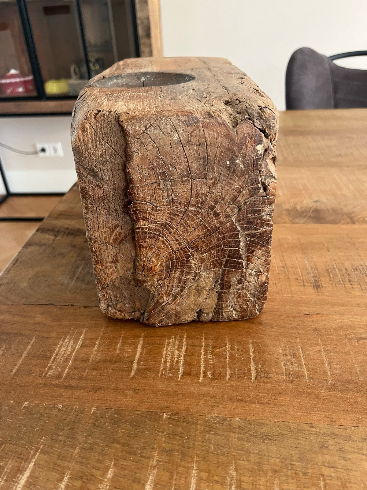 Zware houten poer - 30x16 cm - Alleen ophalen, Ophalen of Verzenden, Overige materialen