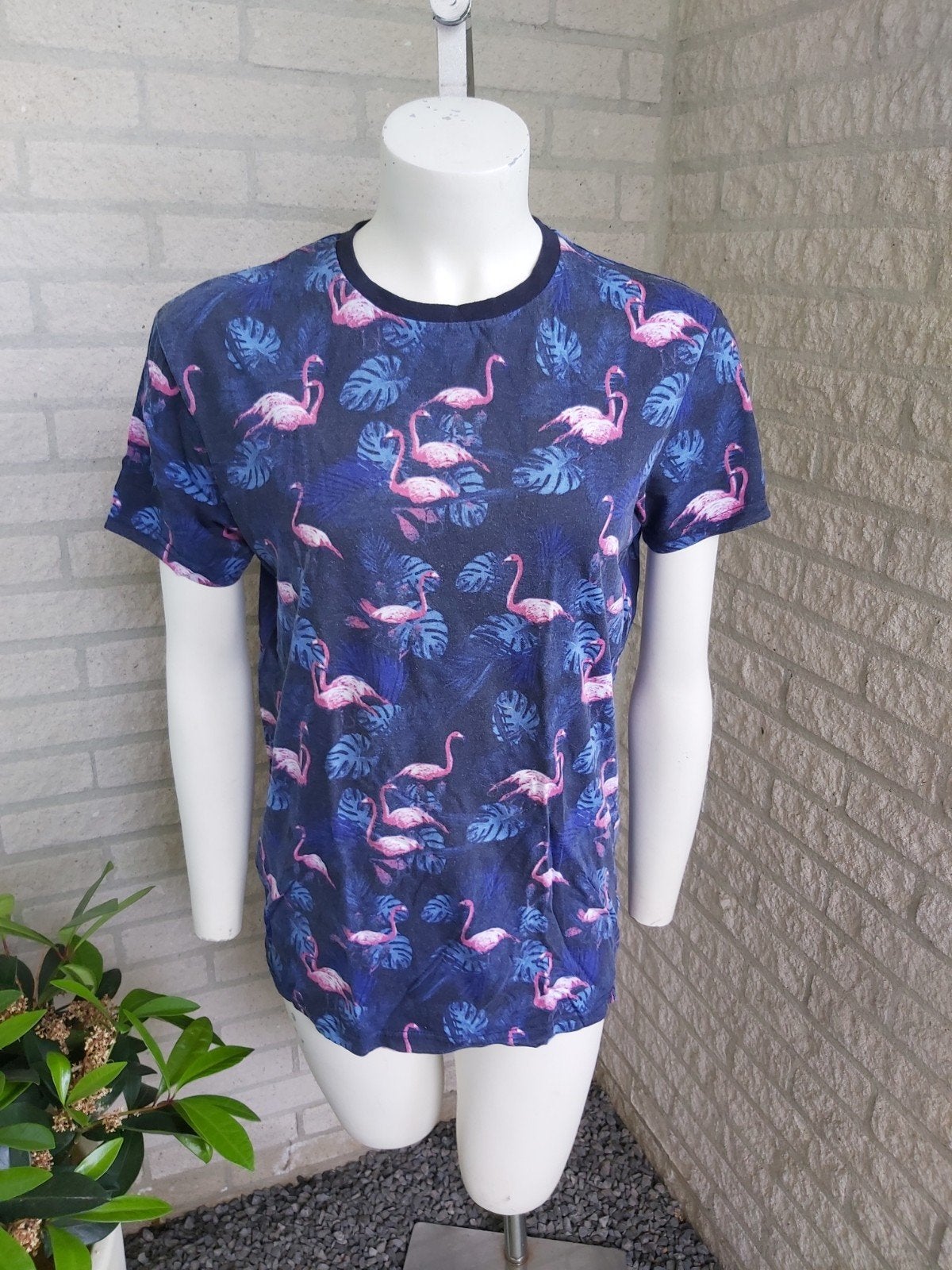 Shirt met flamingo's maat M, Ophalen of Verzenden, Zo goed als nieuw, Maat 48/50 (M)