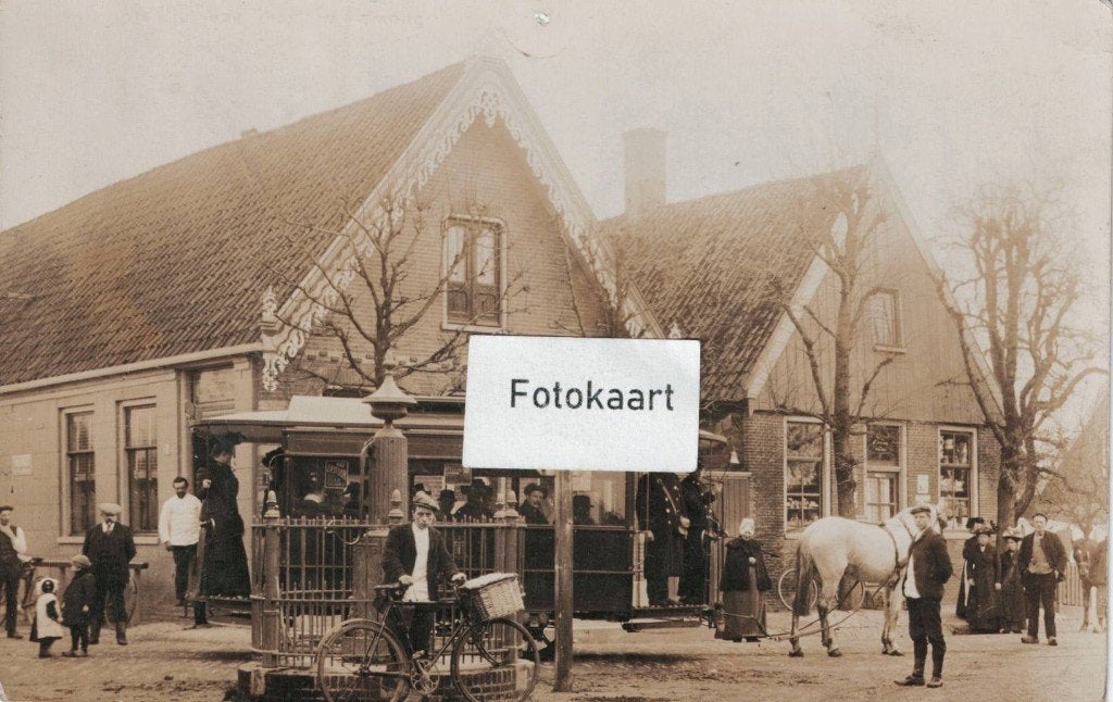 Fotokaart Westwoud - paardentram - volk - topkaart, Verzenden, Voor 1920, Gelopen, Noord-Holland