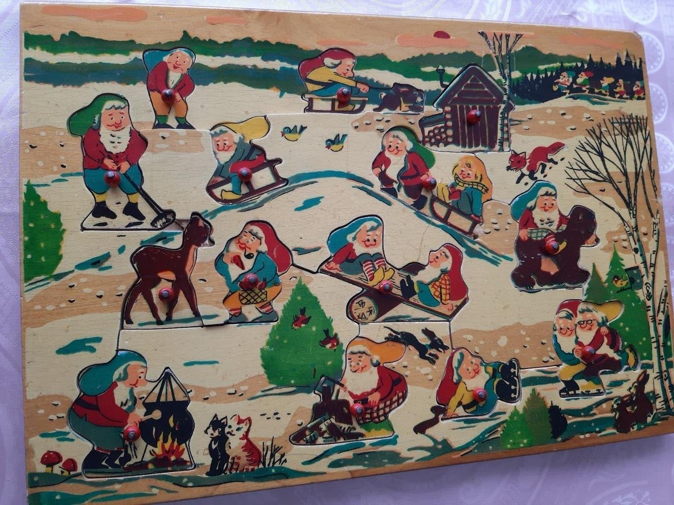 Mooie vintage puzzel met kaboutertjes, Antiek en Kunst, Ophalen of Verzenden