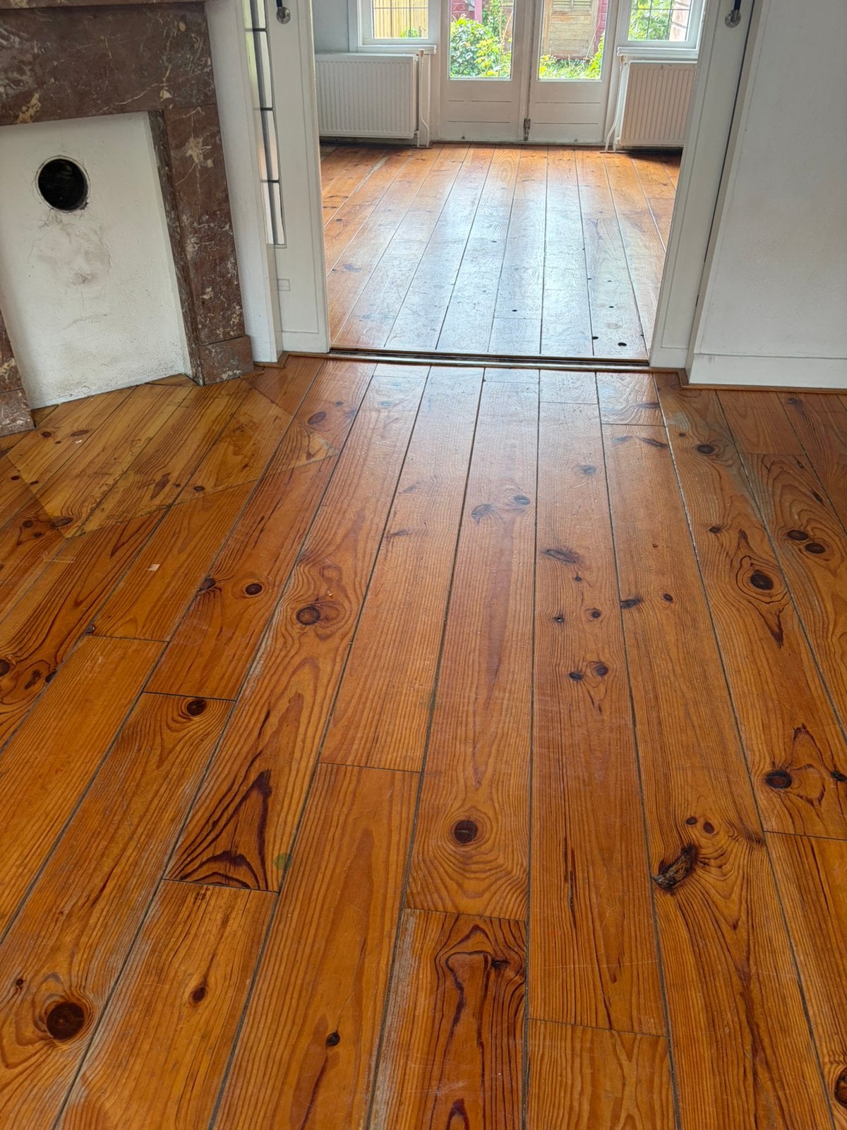 Grenen Houten vloer, Ophalen, Vloerdelen of -planken, Zo goed als nieuw, 10 m² of meer