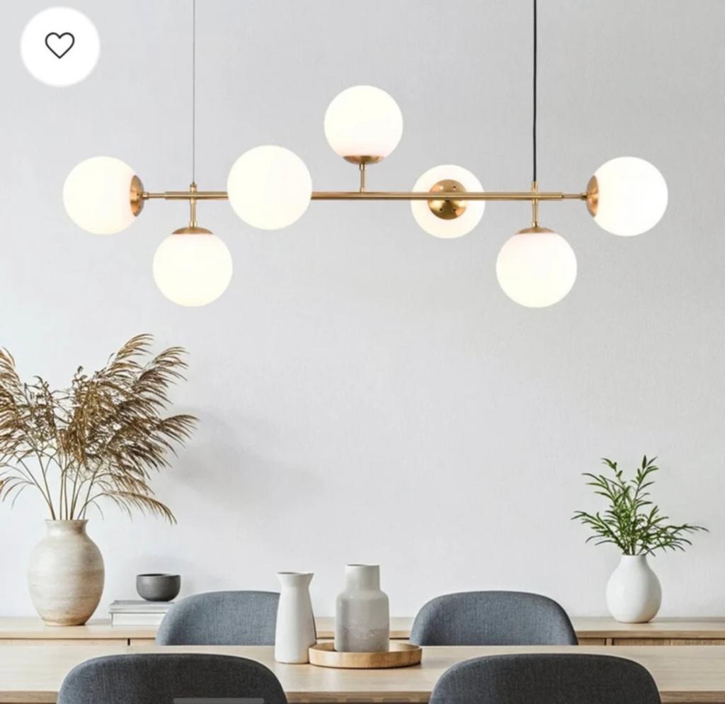 Hanglamp hepta met 7 melkglazen bollen, Ophalen of Verzenden, Zo goed als nieuw, Minder dan 50 cm