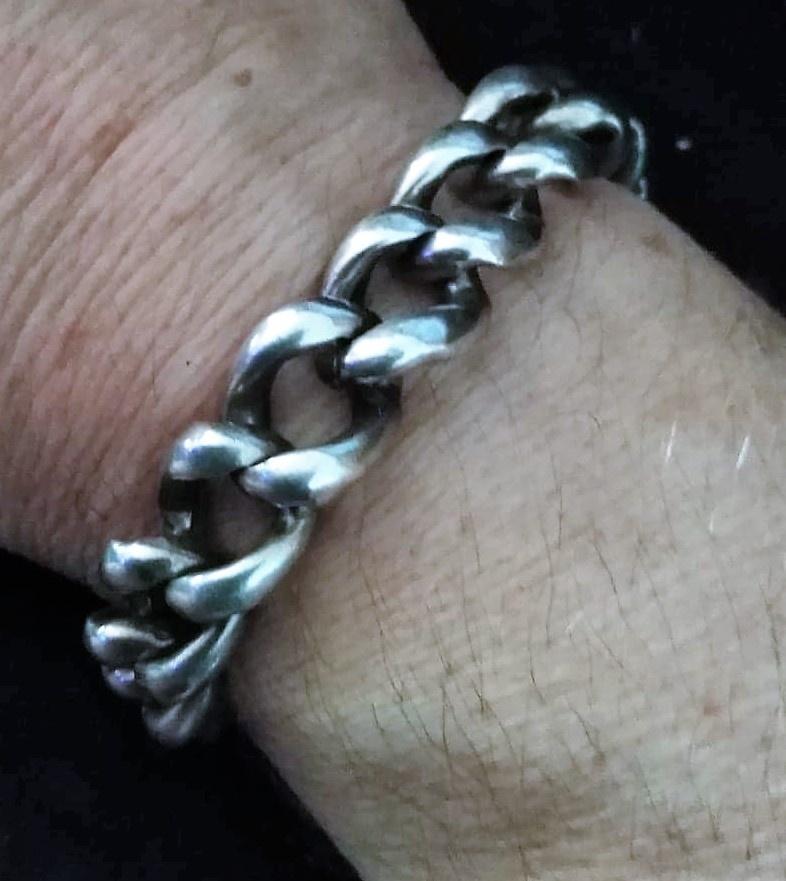 Vintage Zilveren Gourmet Armband met Gouden Touch, Sieraden, Tassen en Uiterlijk, Armbanden, Verzenden, Zo goed als nieuw, Goud