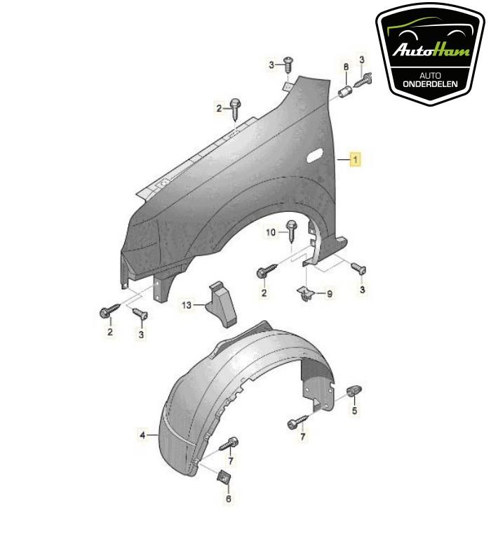 Spatbord Links Voor Volkswagen Lupo (6X1) 2004 6X0821021E, Gebruikt, Volkswagen, Volkswagen AG, Kundenbetreuung@volkswagen.de
