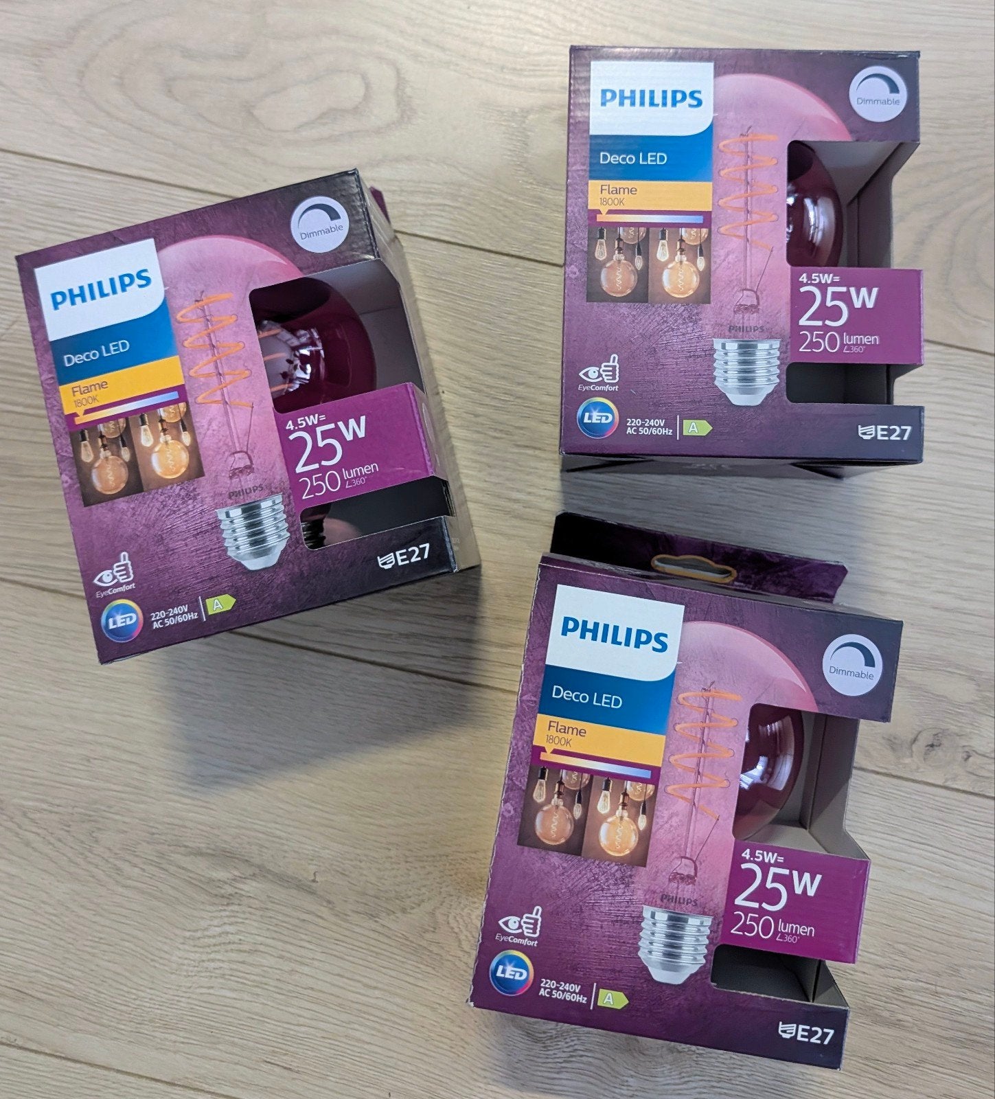Philips Deco LED Flame E27 Dimbare Lampen (3 stuks), Ophalen of Verzenden, Nieuw, Modern, Decoratief, Sfeervol