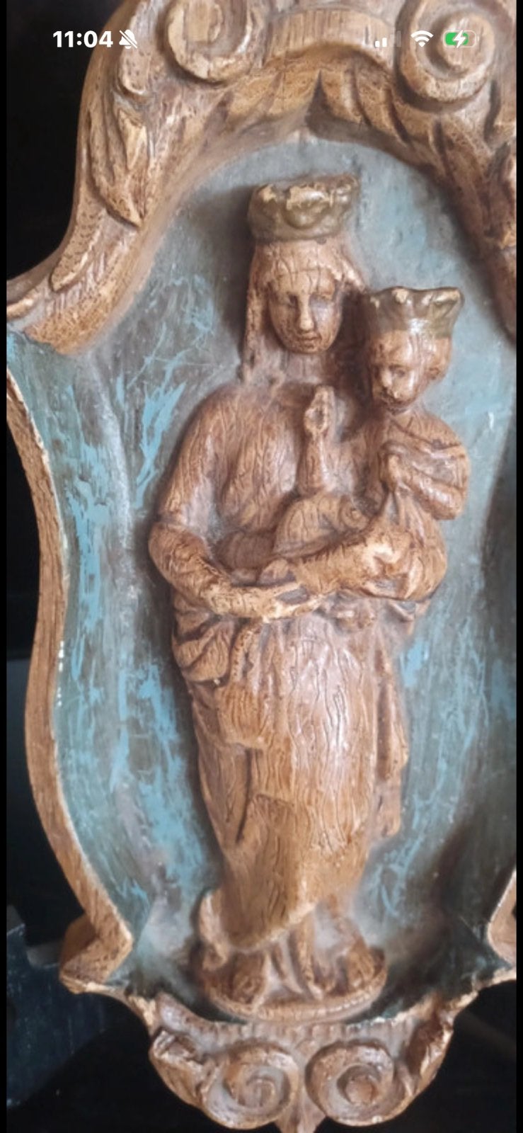 Vintage Mariabeeld met kindje Jezus - Religieuze kunst, Ophalen of Verzenden
