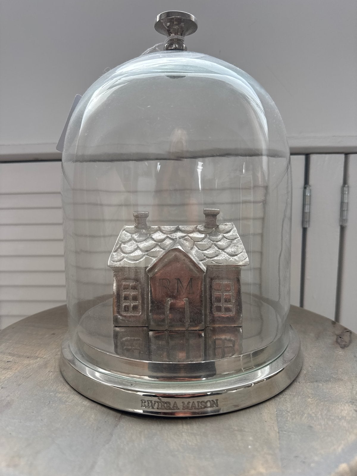 Riviera Maison Stolp Huisje - Decoratief Glas met Metaal, Glas, Ophalen of Verzenden, Zo goed als nieuw, Met voet