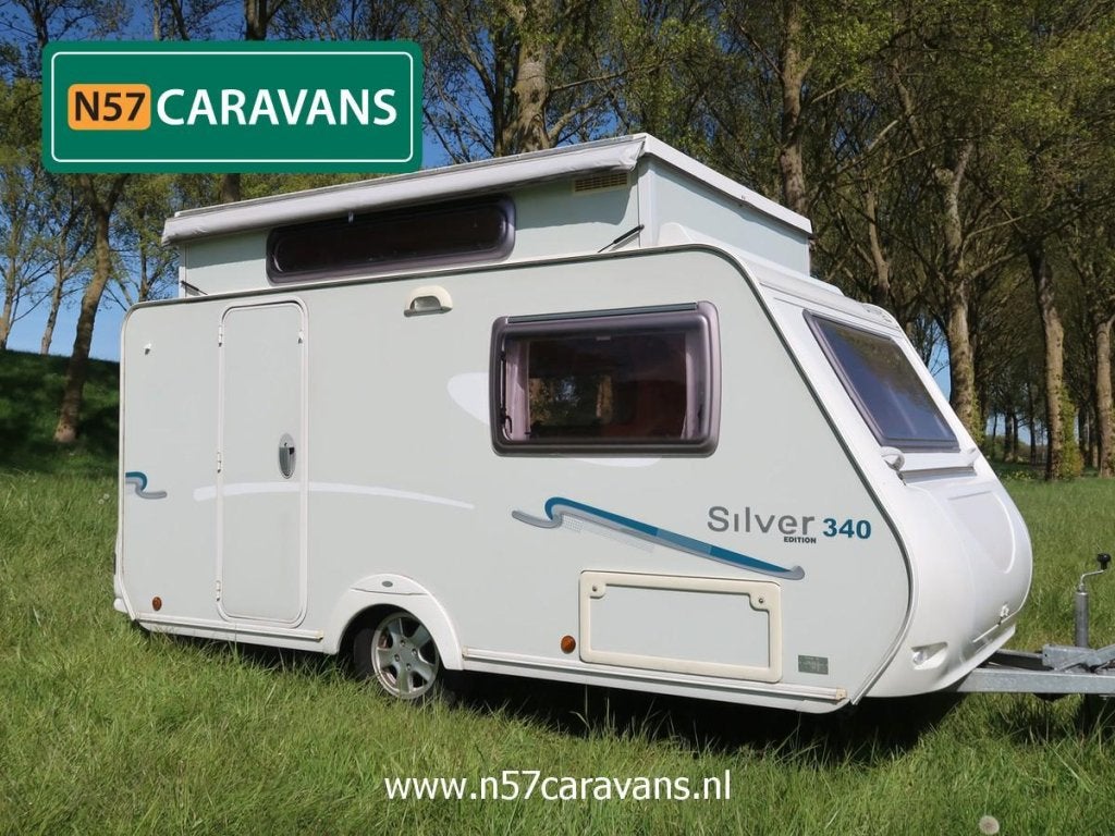 Trigano Silver 340 / voortent / zakluifel, Caravans en Kamperen, Caravans, Trigano, Schokbreker, Dwarsbed, Bedrijf