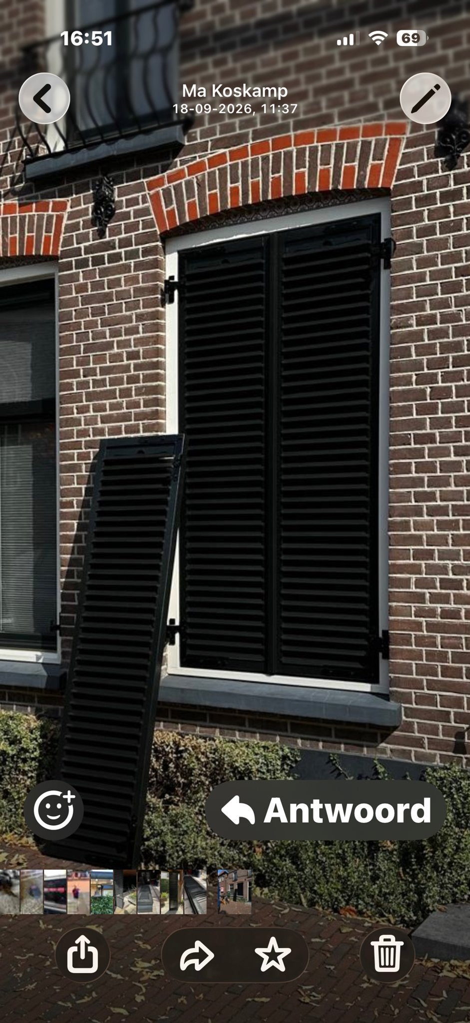8 x Groene  houten luiken / blinden voor ramen, Doe-het-zelf en Verbouw, Ophalen, Gebruikt, Overige kleuren, Minder dan 100 cm
