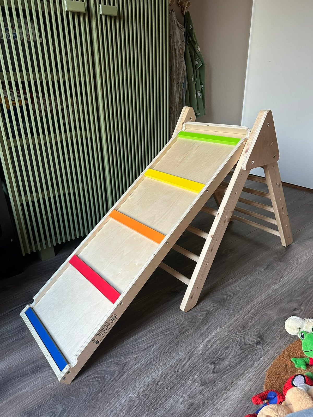Klimrek en glijbaal hout, Ophalen, Zo goed als nieuw