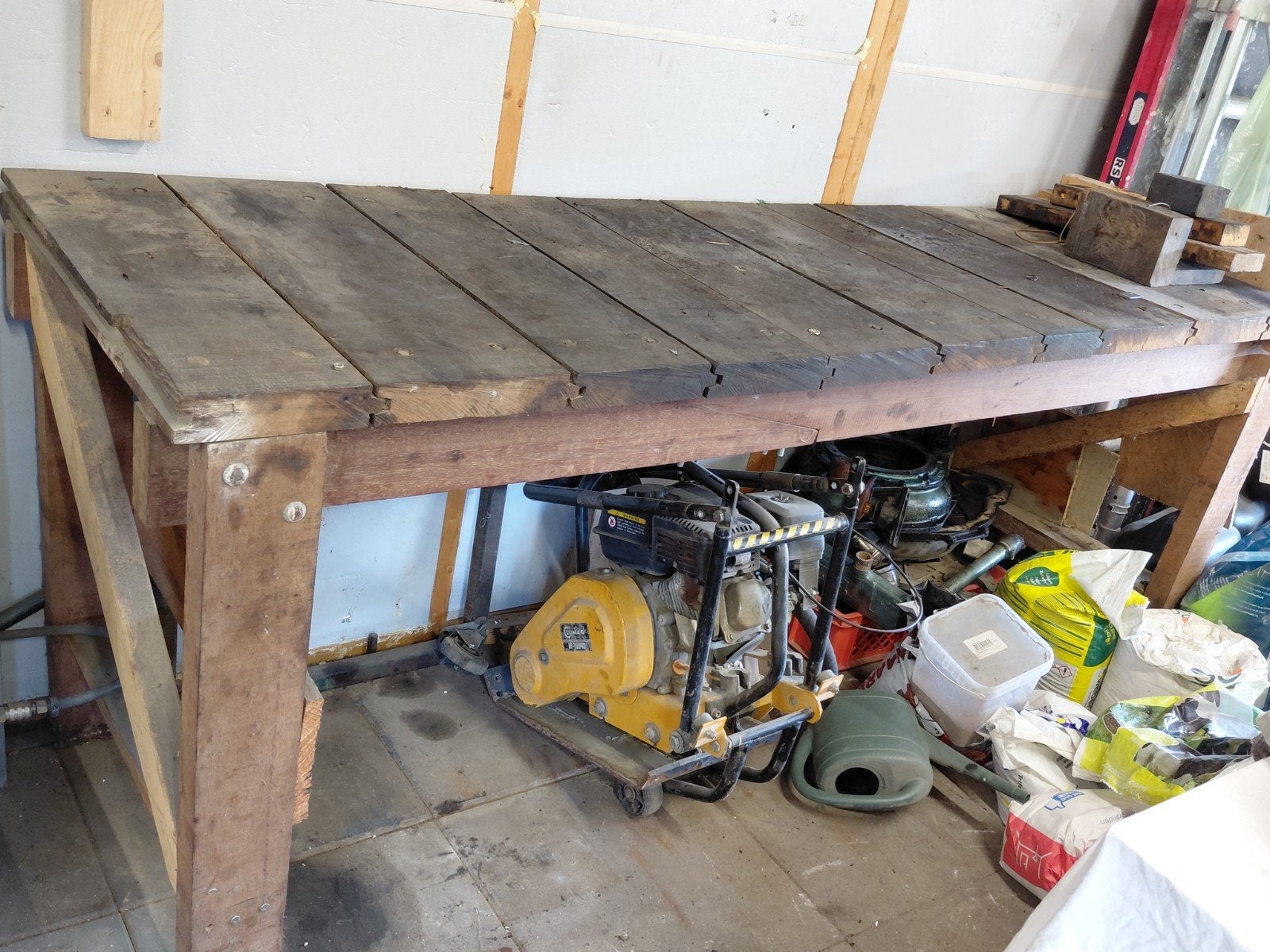 Hardhouten werkbank, Ophalen, Gebruikt, 170 cm of meer