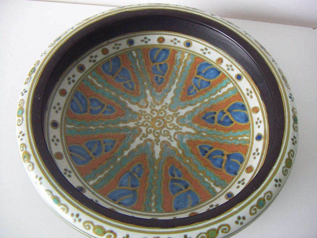 Zuid Holland Gouda plateel keramiek schaal jr.1923. Collier., Antiek en Kunst, Antiek | Keramiek en Aardewerk, Ophalen of Verzenden
