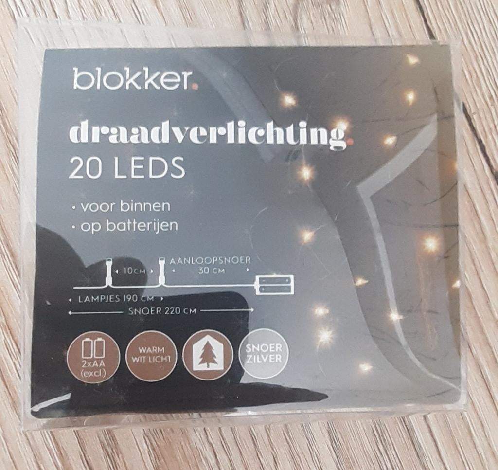 Blokker Draadverlichting 20 LED's Warm Wit - Nieuw, Ophalen of Verzenden, Nieuw, Modern, Sfeervol