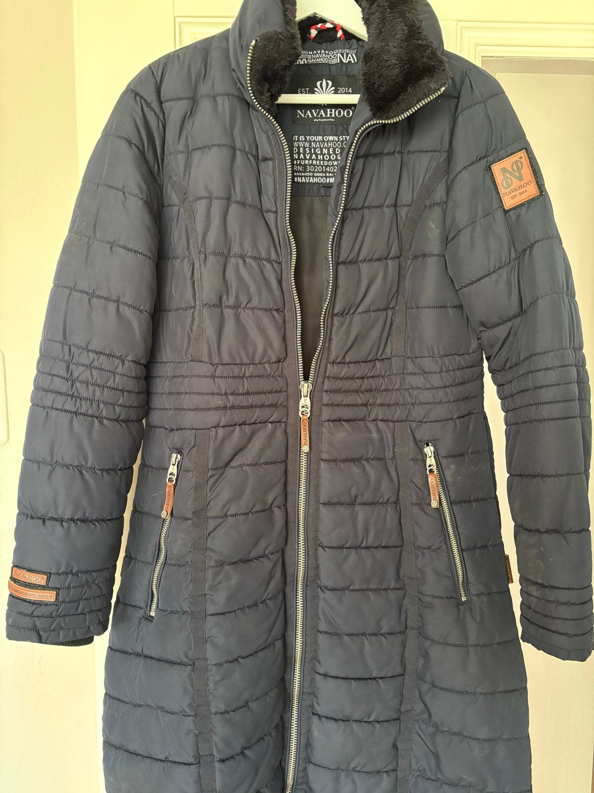 Navahoo Dames Lange Winterjas - Maat M, Kleding | Dames, Jassen | Winter, Ophalen of Verzenden, Gedragen, Maat 38/40 (M), Blauw