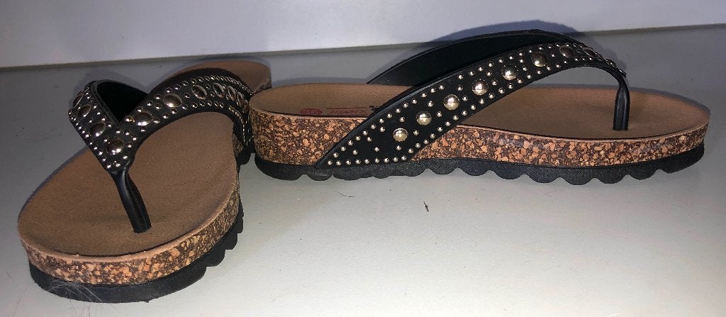 Bling bling comfortable leren slippers maat 36, Slippers, Jomix, Zwart, Ophalen of Verzenden