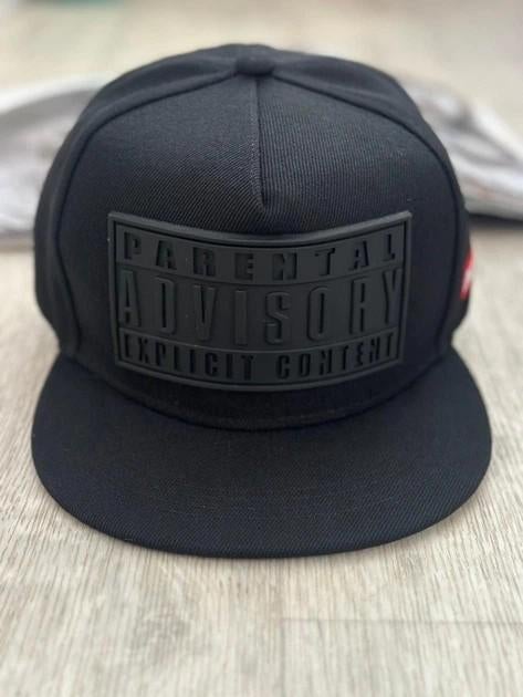Zwarte Parental Advisory Explicit Content Pet, Onbekend, Verzenden, One size fits all, Pet