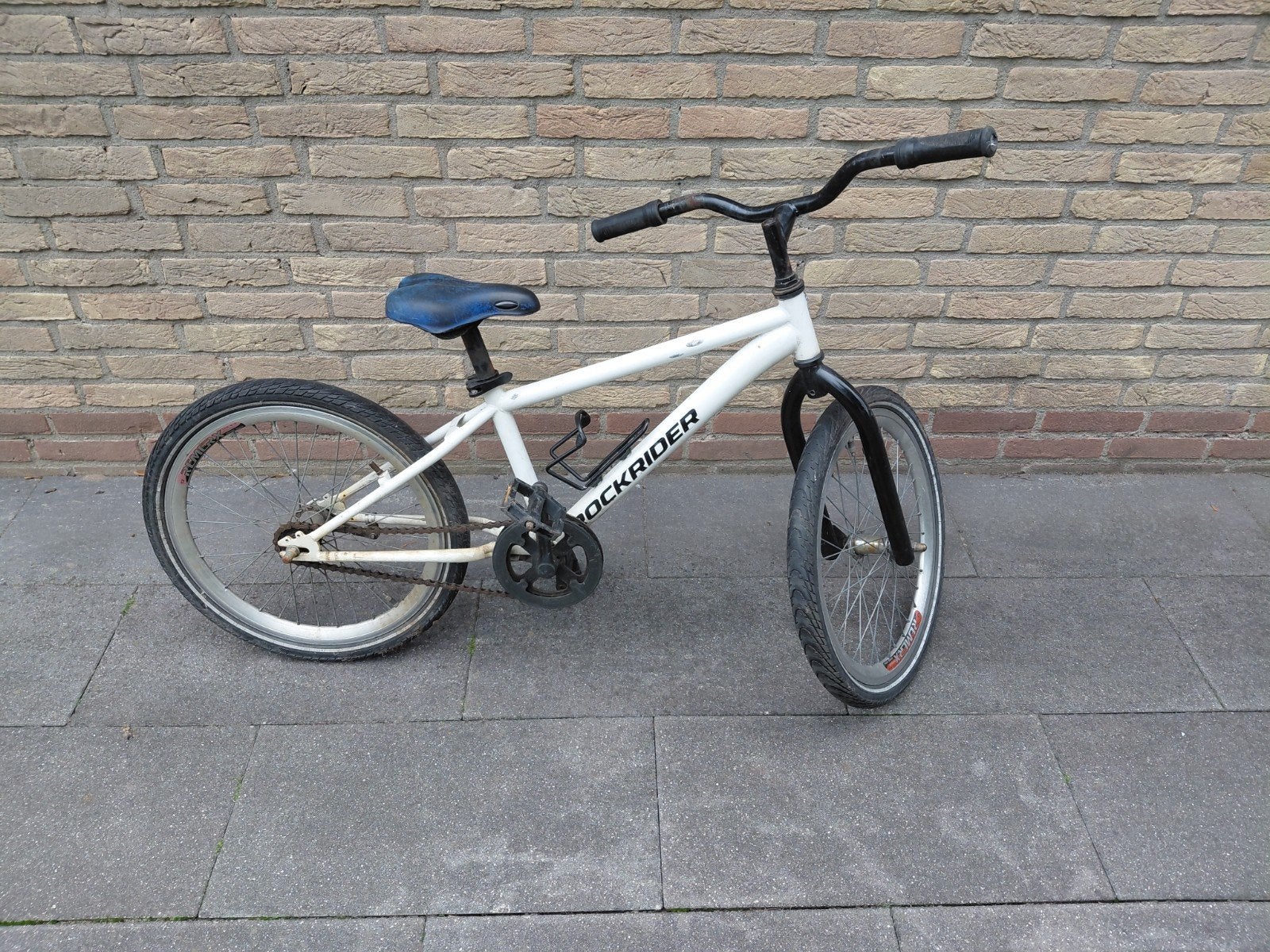 Rockrider BMX - Wit met blauw zadel, Ophalen, Gebruikt, Staal, Velgrem
