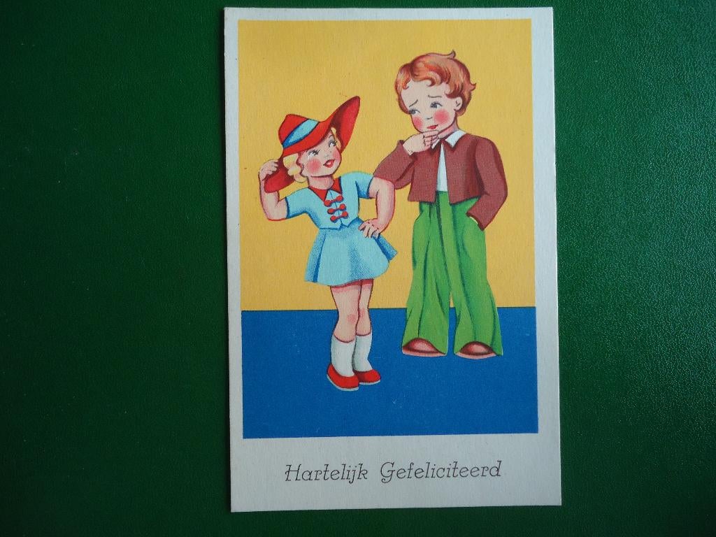 (1292) Kinderkaart: Jongen en meisje / Klein formaat, Verzamelen, Ansichtkaarten | Themakaarten, Verzenden, 1980 tot heden, Ongelopen