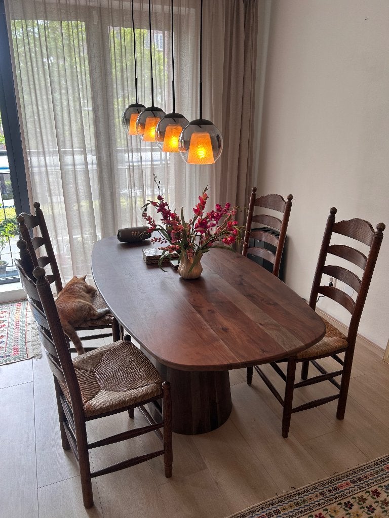 Houten eetkamerstoelen 4 stuks, Ophalen, Gebruikt, Bruin, Vier