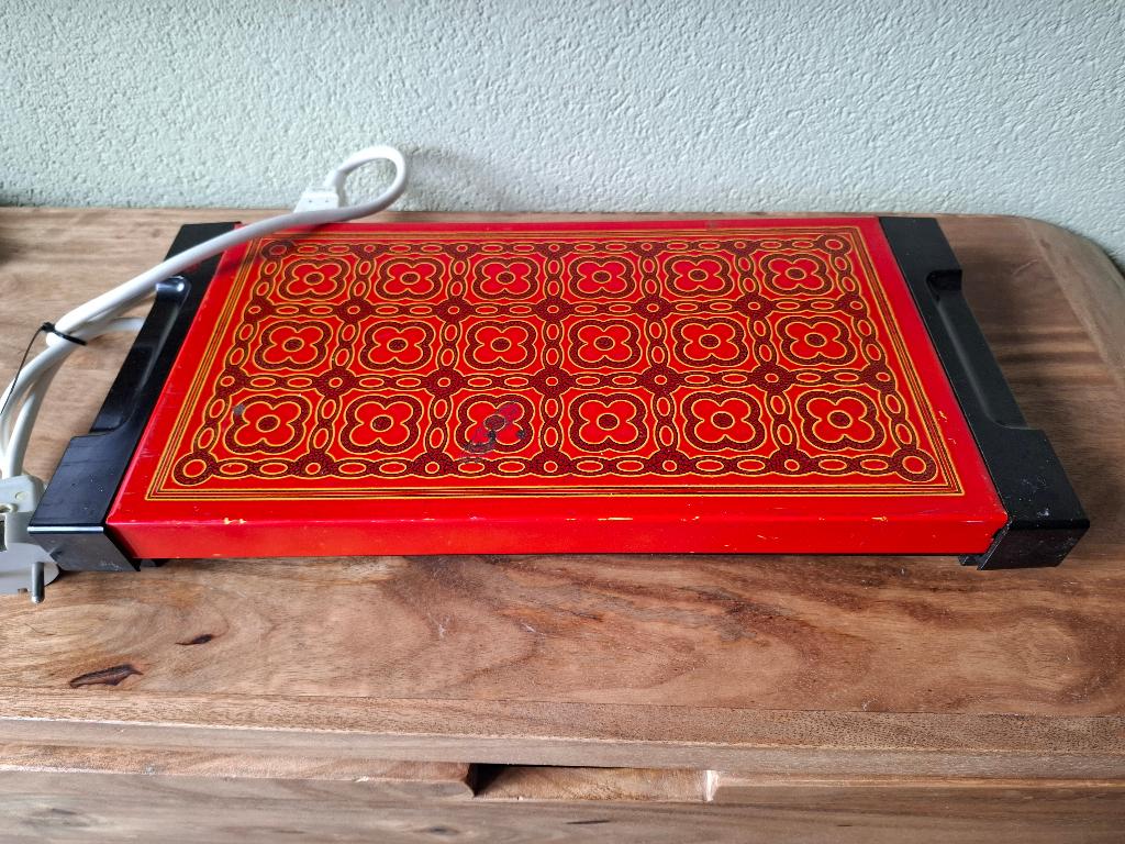 Vintage warmhoudplaat oranje, Ophalen of Verzenden, Metaal, Overige merken, Oranje