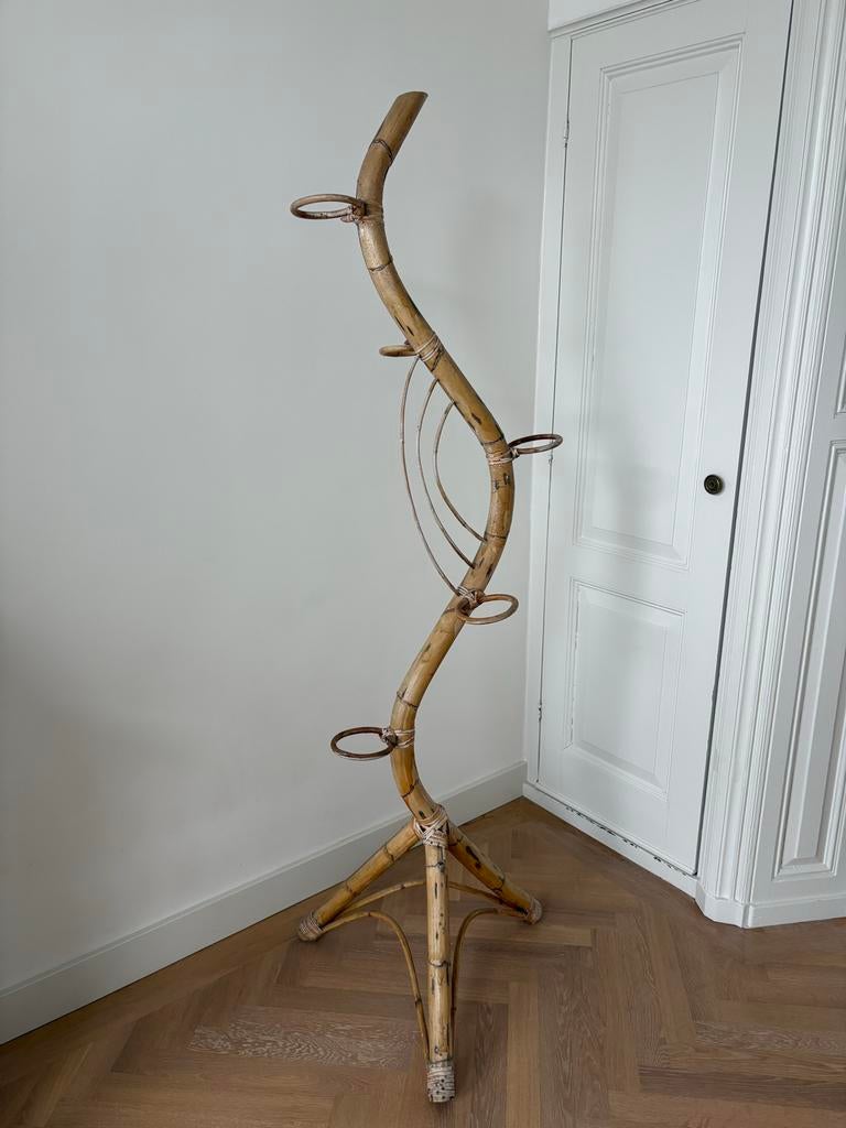 Unieke Rotan Plantenstandaard - Vintage Stijl, Tuin en Terras, Ophalen, Gebruikt, 100 cm of meer, Binnen