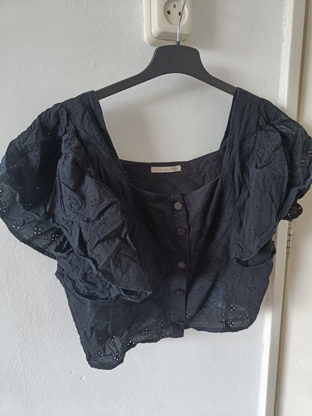 Ibiza stijl katoenen top zwart maat L, Ophalen of Verzenden, Zo goed als nieuw, Maat 38/40 (M), Zwart