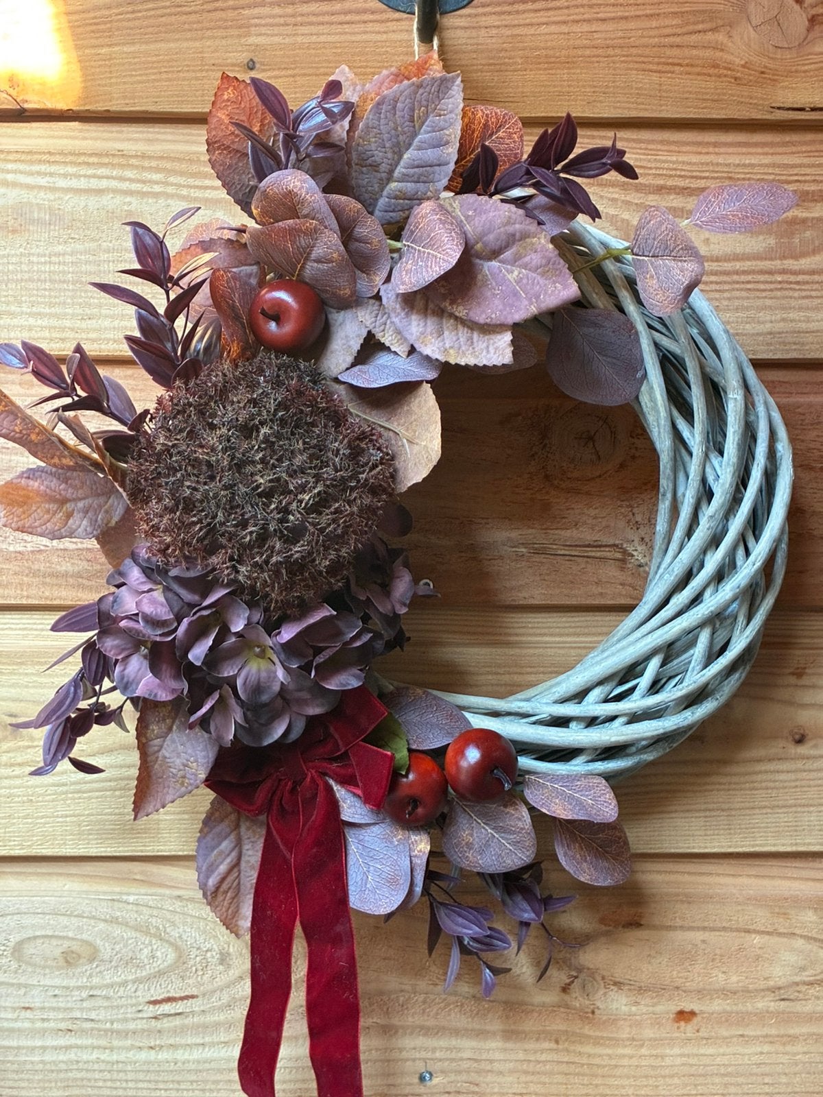 Handgemaakte herfstkrans ‘Bordeaux Autumn’, 30 cm, Krans, Nieuw, Ophalen of Verzenden
