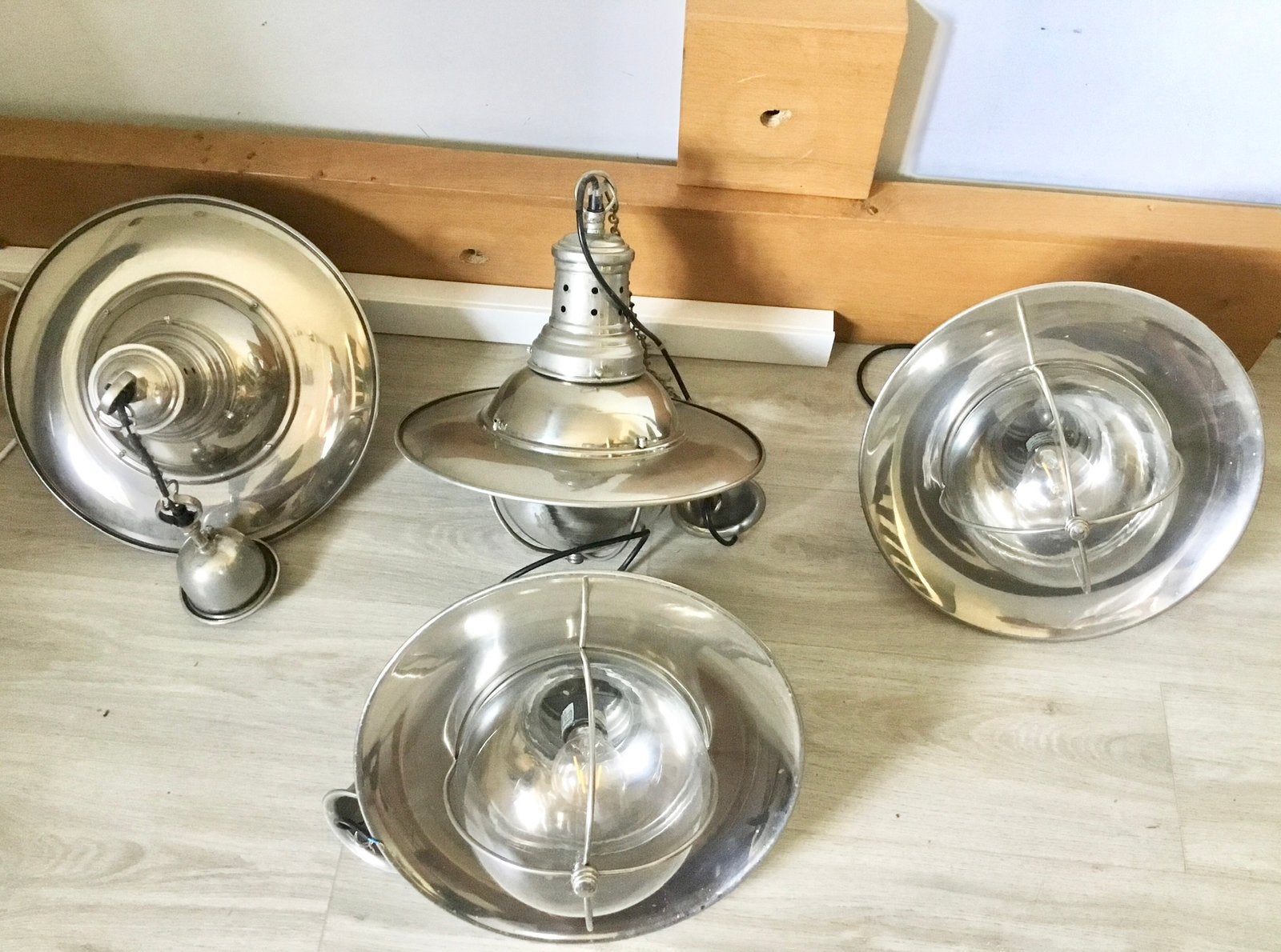 4 MOOIE GROTE SCHEEPSLAMPEN / HANGLAMPEN, Ophalen of Verzenden, Zo goed als nieuw, Glas, Warm nostalgisch nautisch