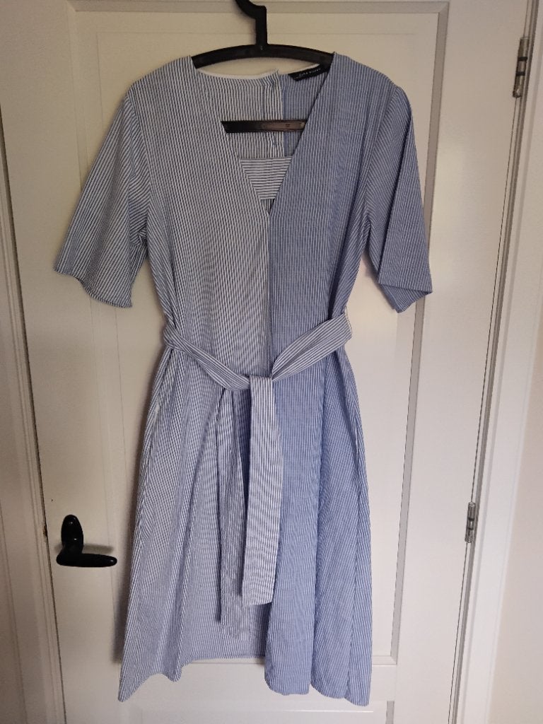 Zara A lijn zomer jurk katoen linnen maat M, Maat 38/40 (M), Blauw, Zara, Ophalen of Verzenden