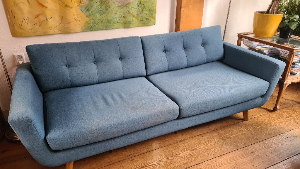 3-zits blauwe bank merk Sofacompany, Ophalen, Gebruikt, Driepersoons, 75 tot 100 cm