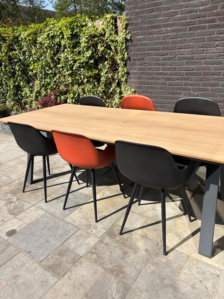 Dining stoelen buiten - set van 6 (zwart en terra), Tuin en Terras, Ophalen, Gebruikt, Kunststof